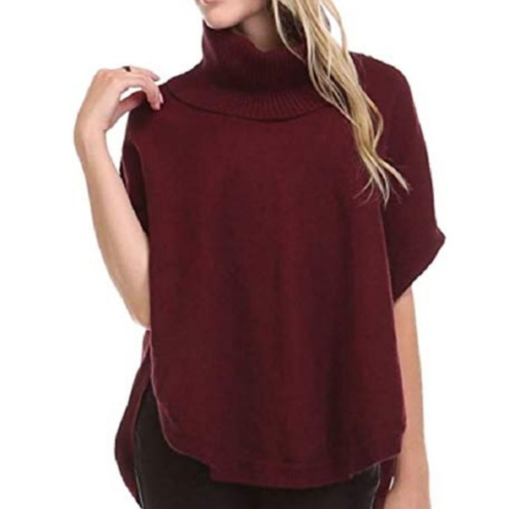 Sisters Women's Ribbed Cowl Neck Poncho Sweater Top Size X-Small